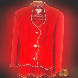 Junnie leigh, New York dressy red suite with  diamond trim size 12